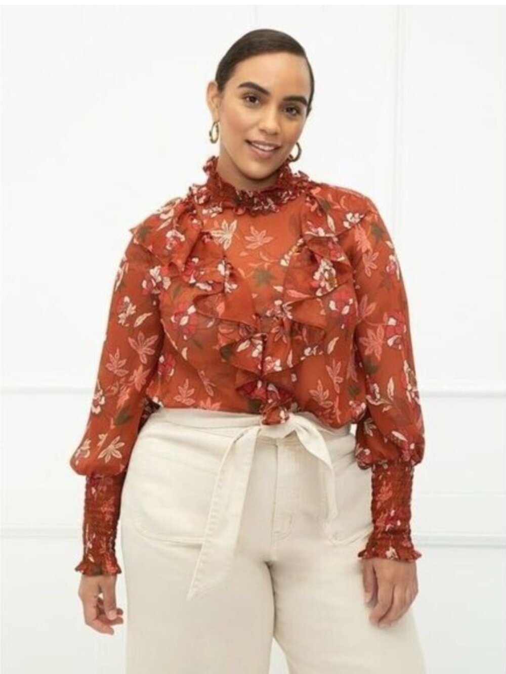 ELOQUII Semi sheer floral blouse Size 14 NWT